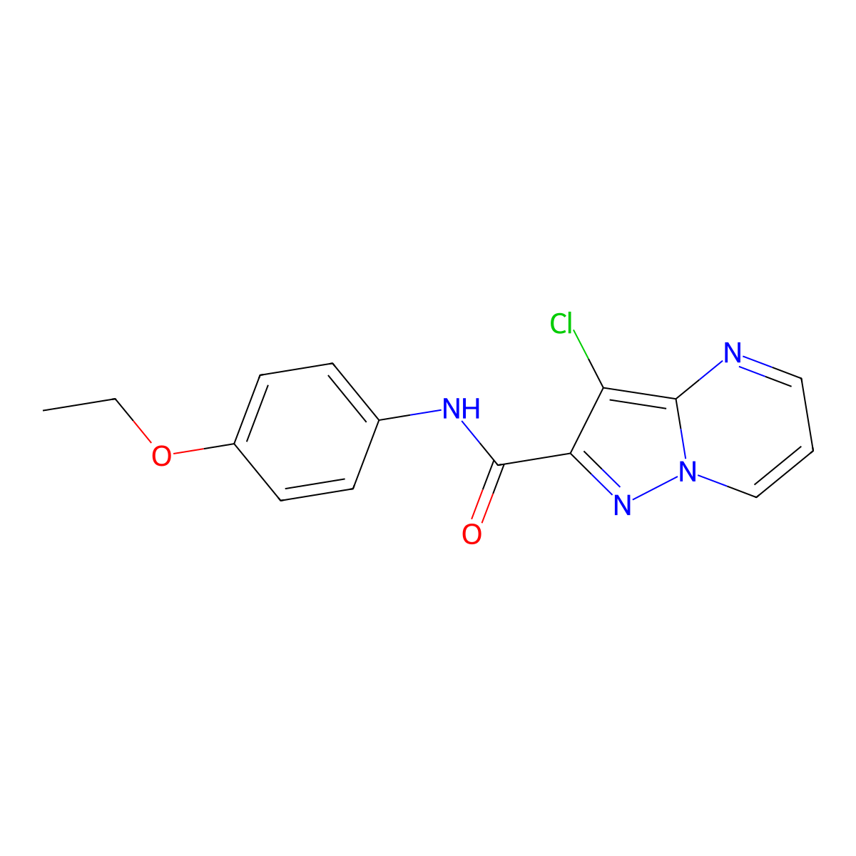 3-chloro-N-(4-ethoxyphenyl)pyrazolo[1,5-a]pyrimidine-2-carboxamide molecular structure, CAS 723330-48-1
