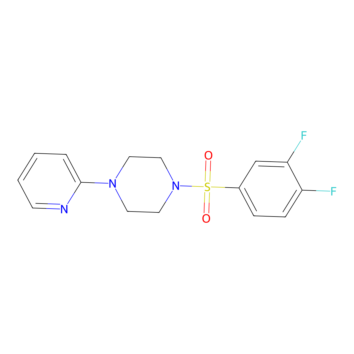 1-(3,4-Difluorophenyl)sulfonyl-4-pyridin-2-ylpiperazine molecular structure, CAS 723330-62-9
