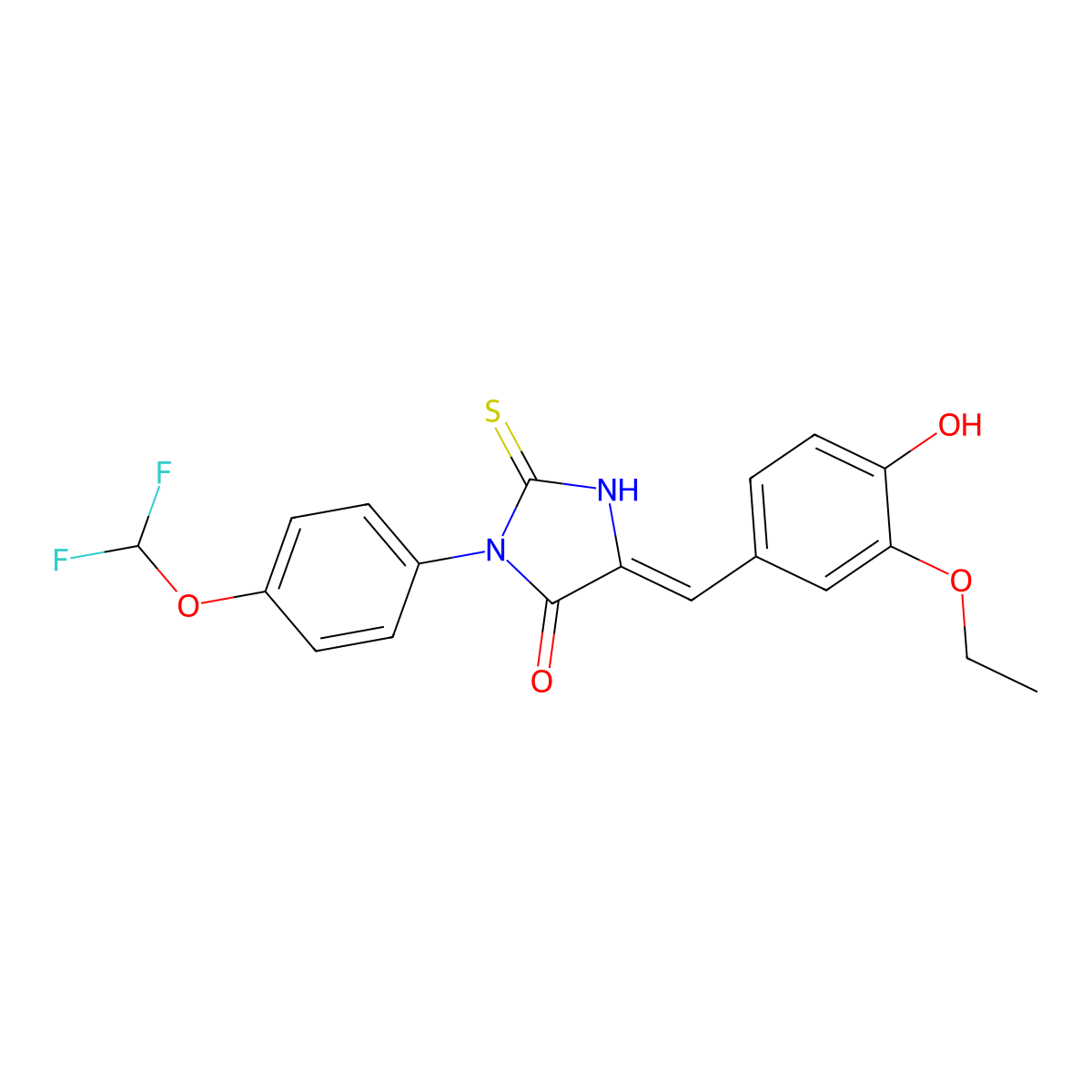 3-[4-(Difluoromethoxy)phenyl]-5-[(3-ethoxy-4-hydroxyphenyl)methylidene]-2-sulfanylideneimidazolidin-4-one molecular structure, CAS 723331-99-5