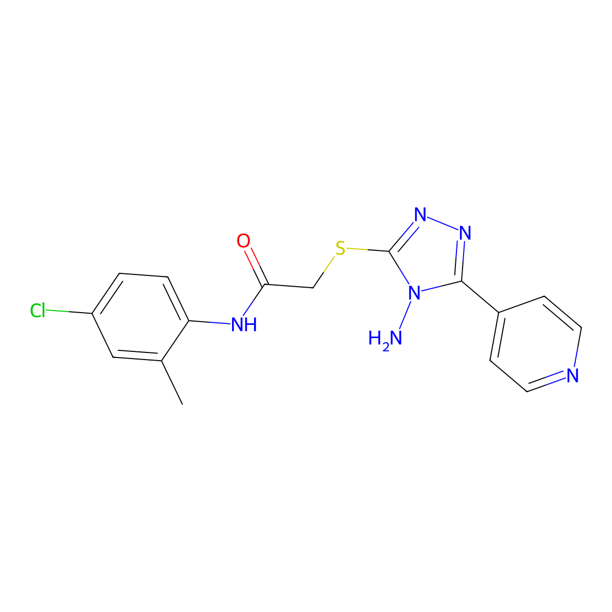 2-{[4-amino-5-(pyridin-4-yl)-4H-1,2,4-triazol-3-yl]sulfanyl}-N-(4-chloro-2-methylphenyl)acetamide molecular structure, CAS 723332-42-1