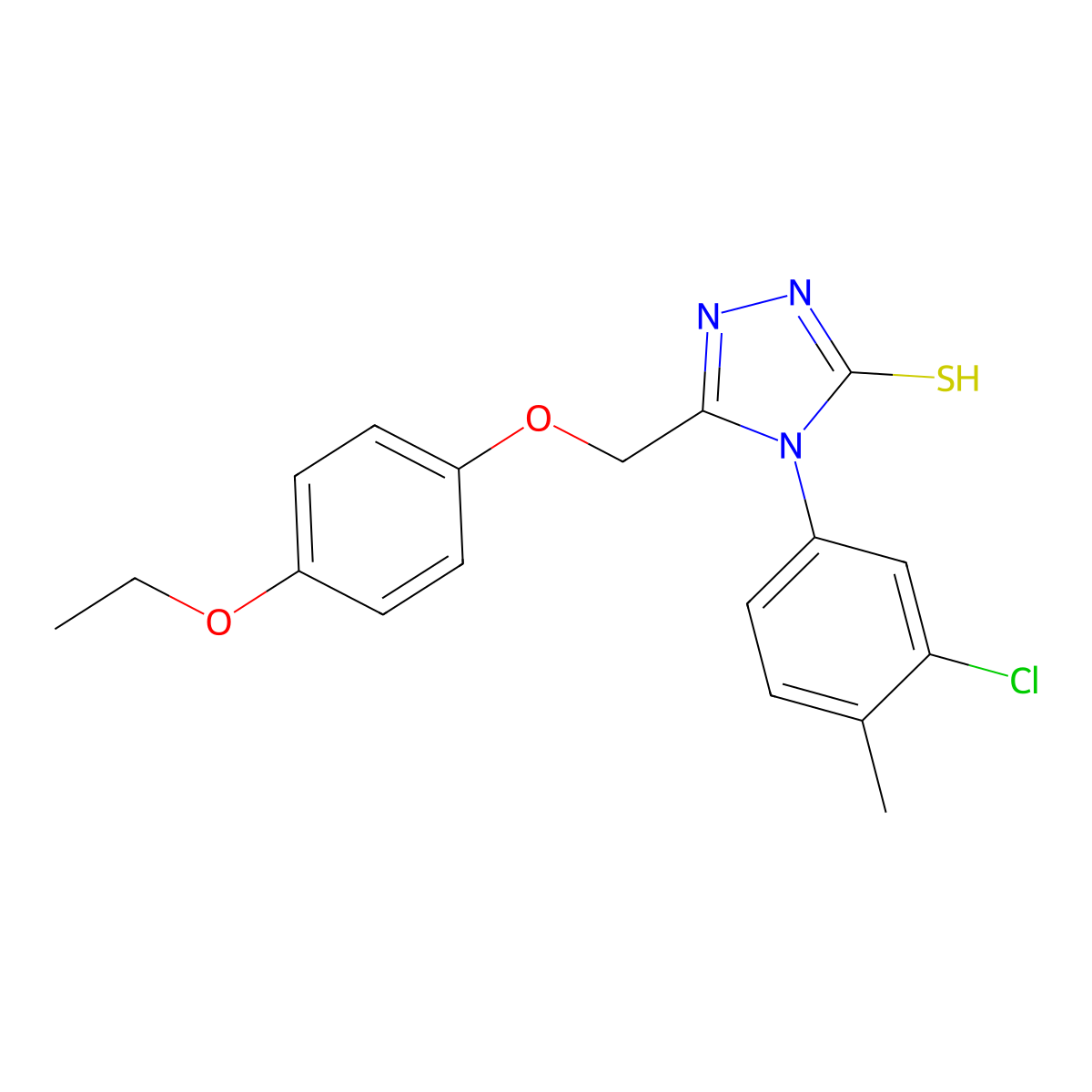 4-(3-chloro-4-methylphenyl)-5-[(4-ethoxyphenoxy)methyl]-4H-1,2,4-triazole-3-thiol molecular structure, CAS 723332-61-4