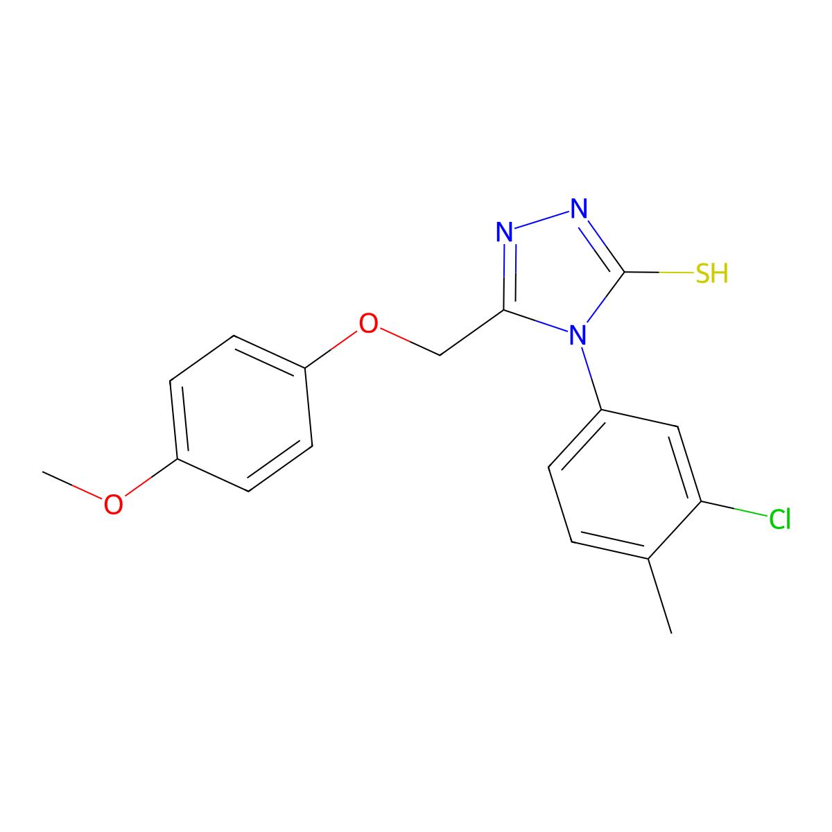 4-(3-chloro-4-methylphenyl)-5-[(4-methoxyphenoxy)methyl]-4H-1,2,4-triazole-3-thiol molecular structure, CAS 723332-63-6