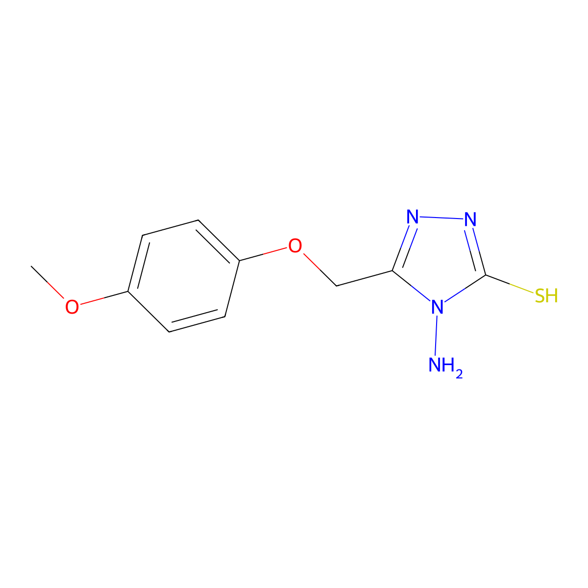4-Amino-2,4-dihydro-5-[(4-methoxyphenoxy)methyl]-3H-1,2,4-triazole-3-thione molecular structure, CAS 723332-65-8