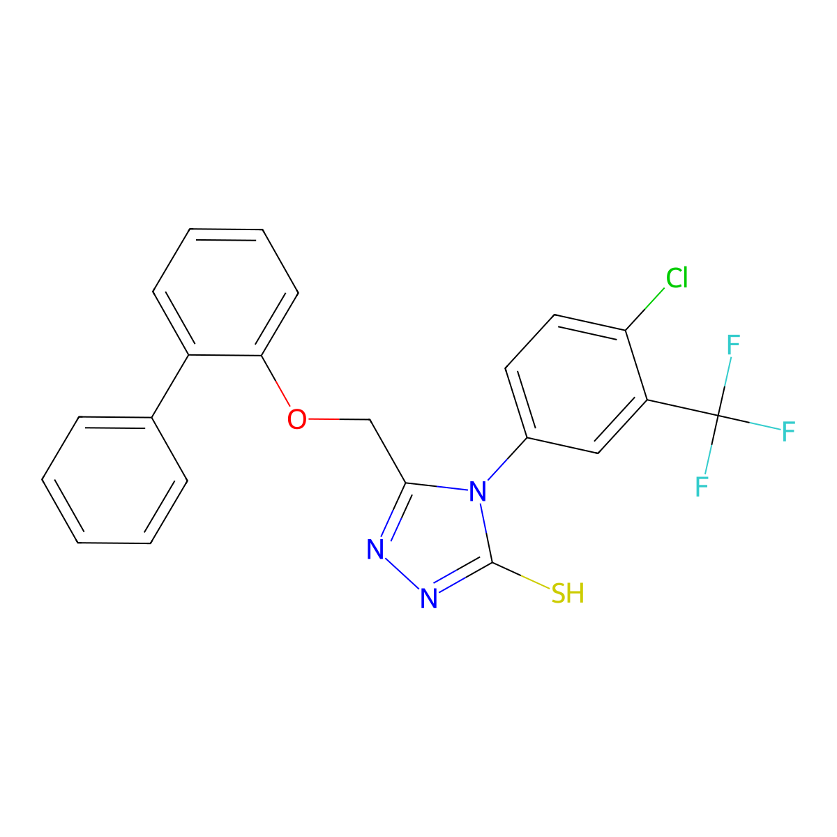 4-[4-chloro-3-(trifluoromethyl)phenyl]-5-(2-phenylphenoxymethyl)-4H-1,2,4-triazole-3-thiol molecular structure, CAS 723333-51-5