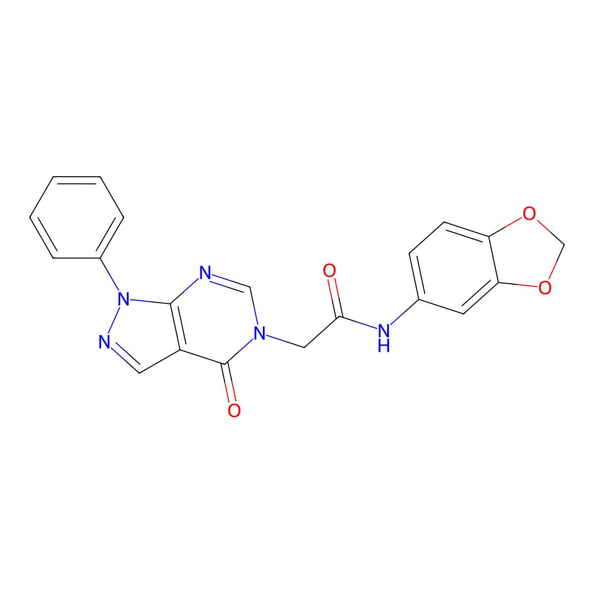 N-(1,3-benzodioxol-5-yl)-2-(4-oxo-1-phenylpyrazolo[3,4-d]pyrimidin-5-yl)acetamide molecular structure, CAS 723333-65-1