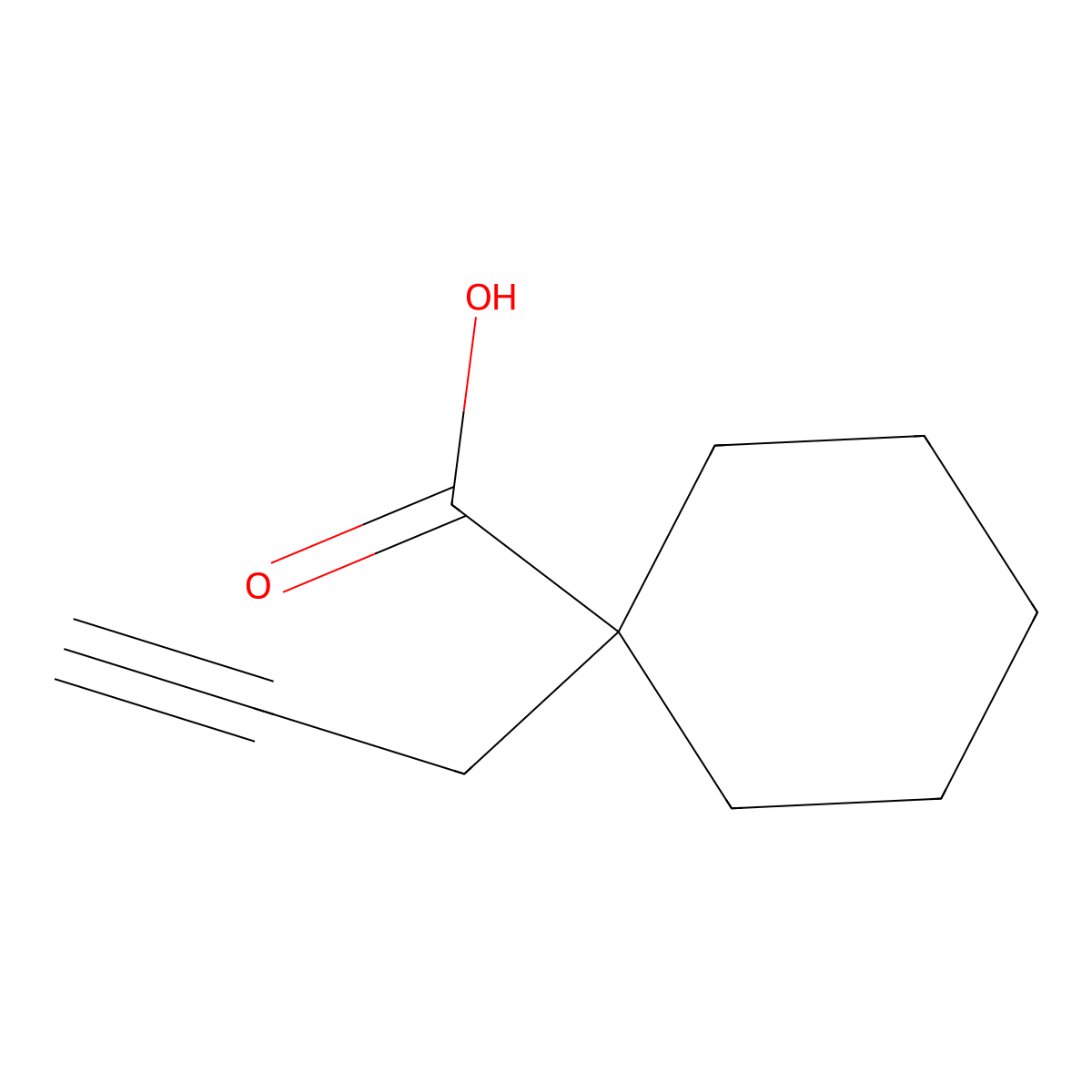 1-(Prop-2-yn-1-yl)cyclohexane-1-carboxylic acid molecular structure, CAS 72335-52-5