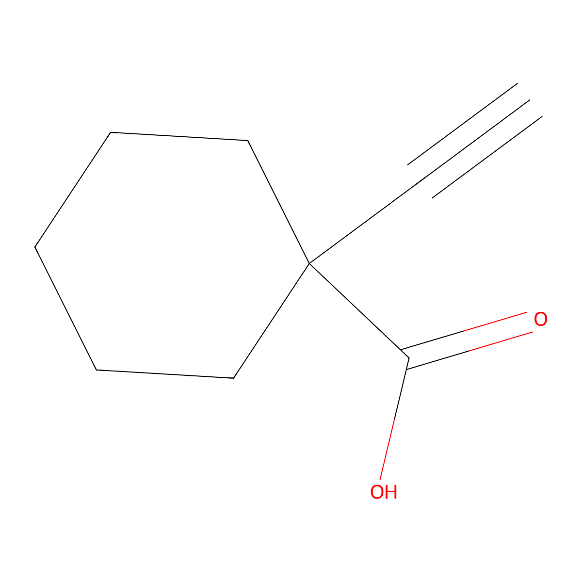 1-Ethynylcyclohexane-1-carboxylic acid molecular structure, CAS 72335-58-1