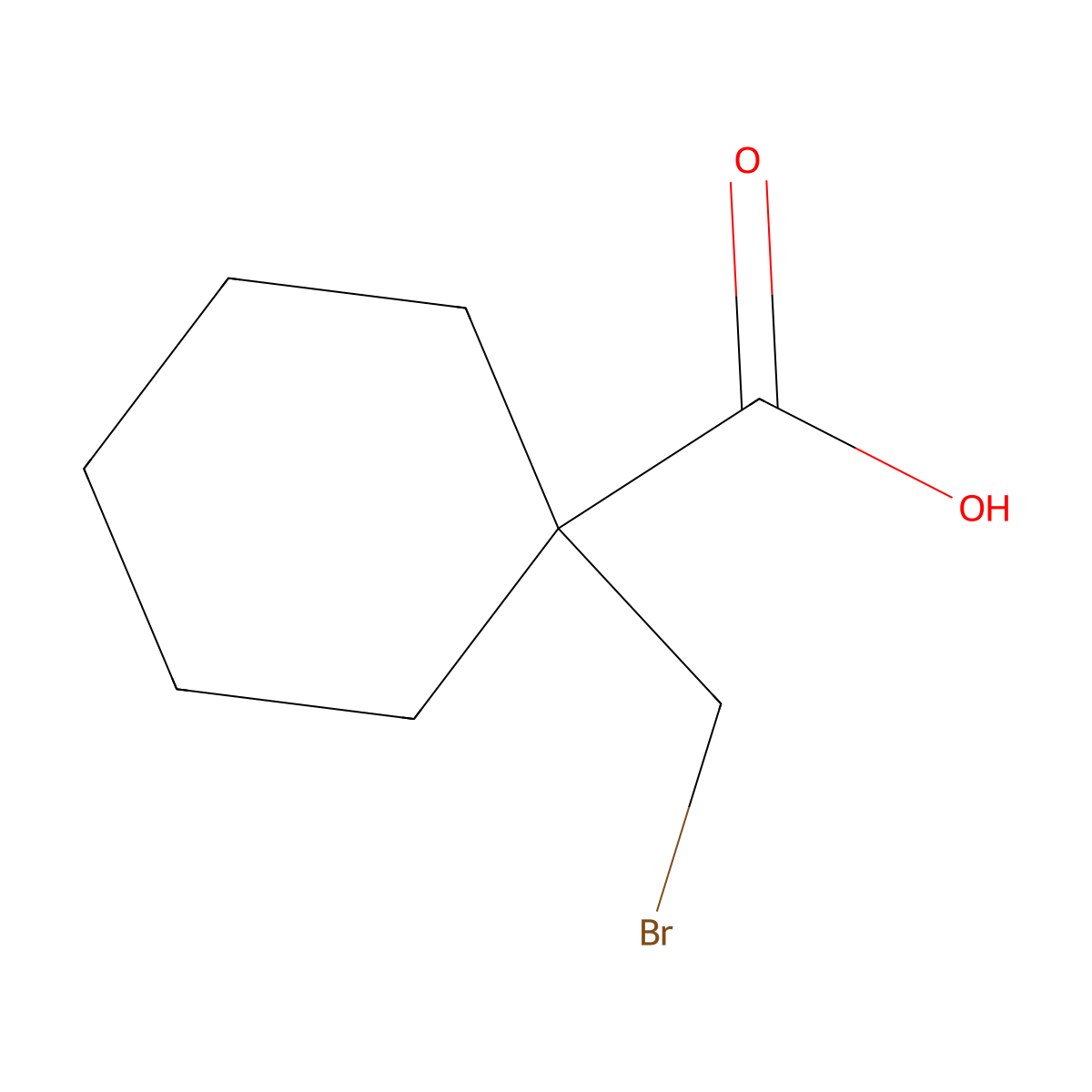 1-(Bromomethyl)cyclohexane-1-carboxylic acid molecular structure, CAS 72335-62-7