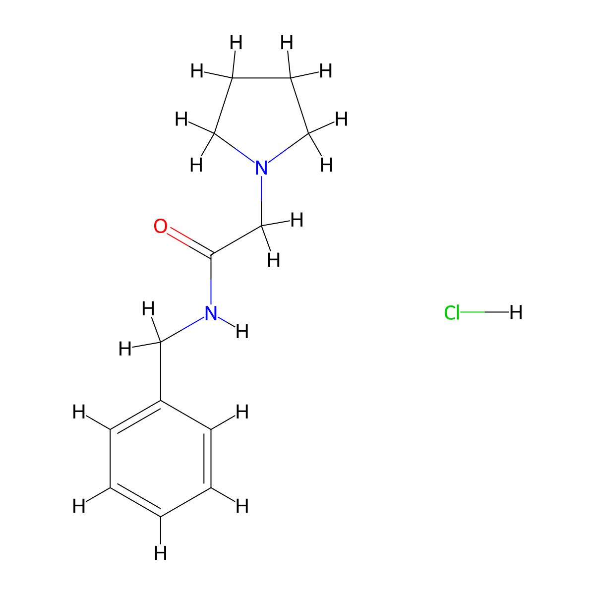 Acetamide, N-benzyl-2-(1-pyrrolidinyl)-, hydrochloride molecular structure, CAS 72336-07-3