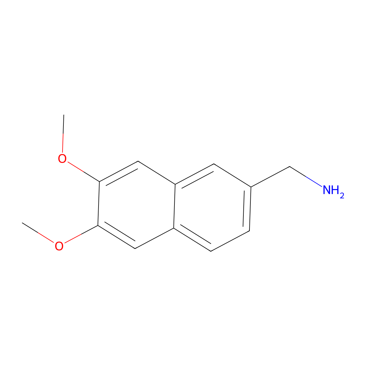 (6,7-Dimethoxynaphthalen-2-yl)methanamine molecular structure, CAS 72336-56-2