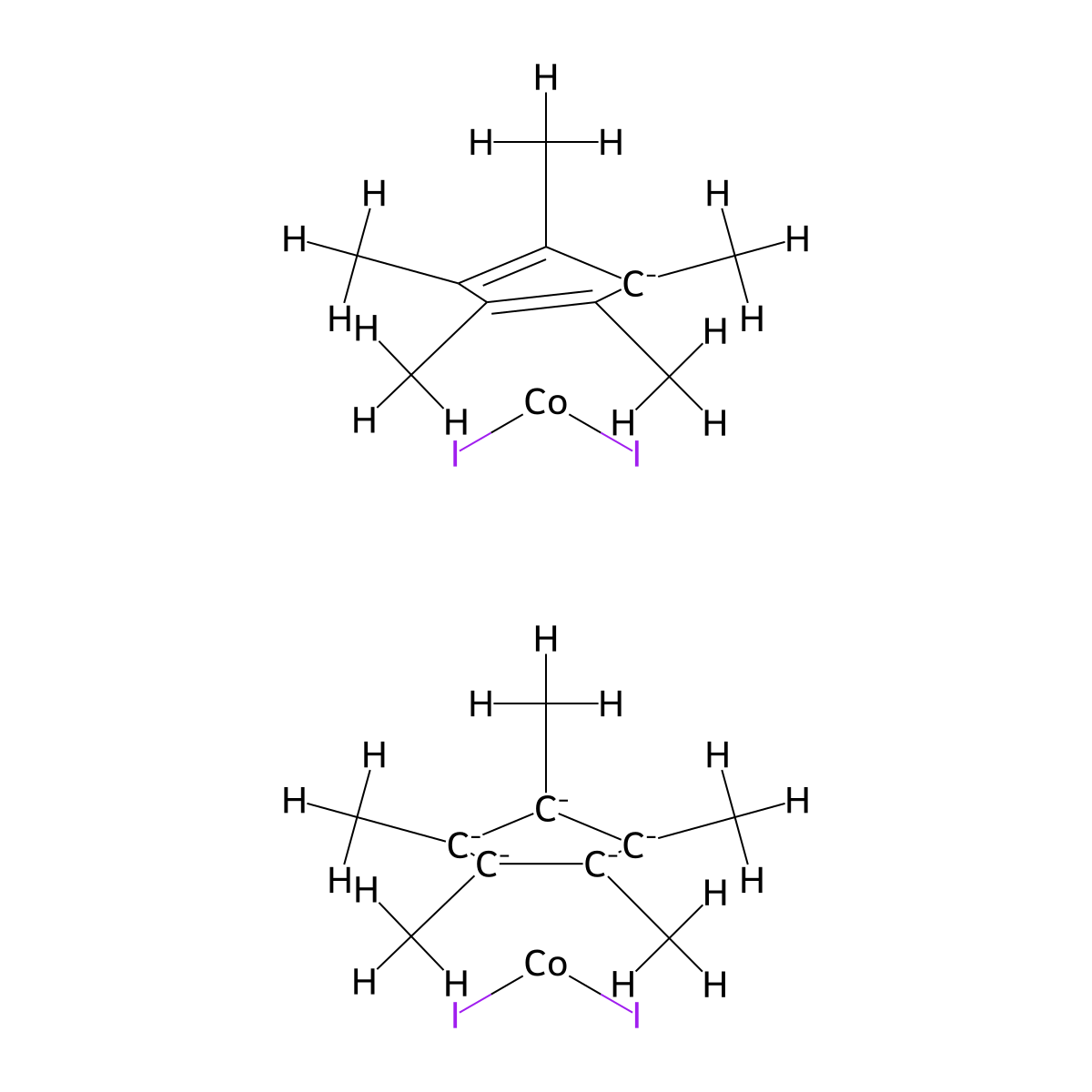 Di-μ-iododiiodobis[(1,2,3,4,5-η)-1,2,3,4,5-pentamethyl-2,4-cyclopentadien-1-yl]dicobalt molecular structure, CAS 72339-52-7