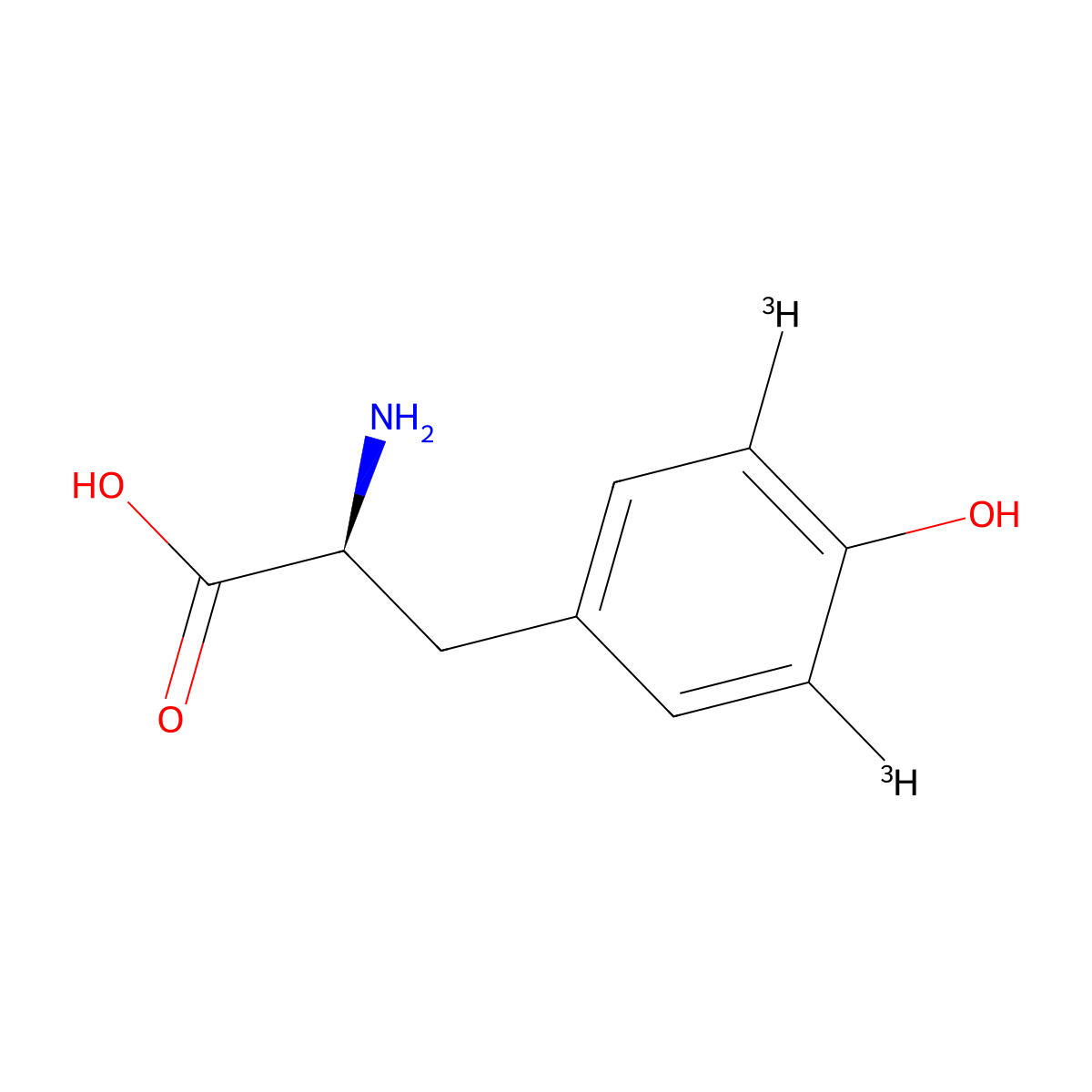 (2S)-2-amino-3-(4-hydroxy-3,5-ditritiophenyl)propanoic acid molecular structure, CAS 7234-03-9