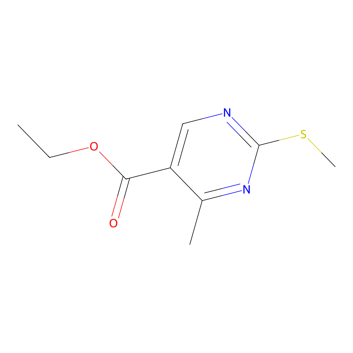 Ethyl-2-methylthio-4-methyl-5-pyrimidine carboxylate molecular structure, CAS 7234-25-5