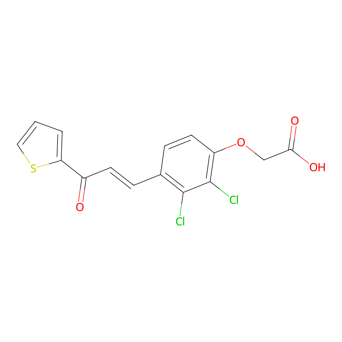 2-[2,3-Dichloro-4-(3-oxo-3-thiophen-2-ylprop-1-enyl)phenoxy]acetic acid molecular structure, CAS 7235-54-3