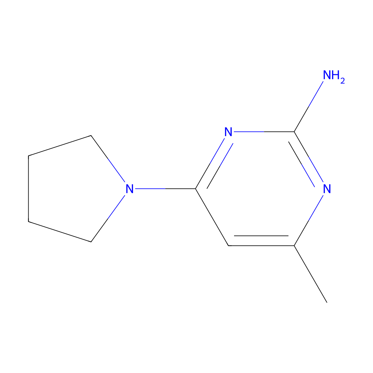 2-Amino-4-(pyrrolidin-1-yl)-6-methylpyrimidine molecular structure, CAS 723511-15-7