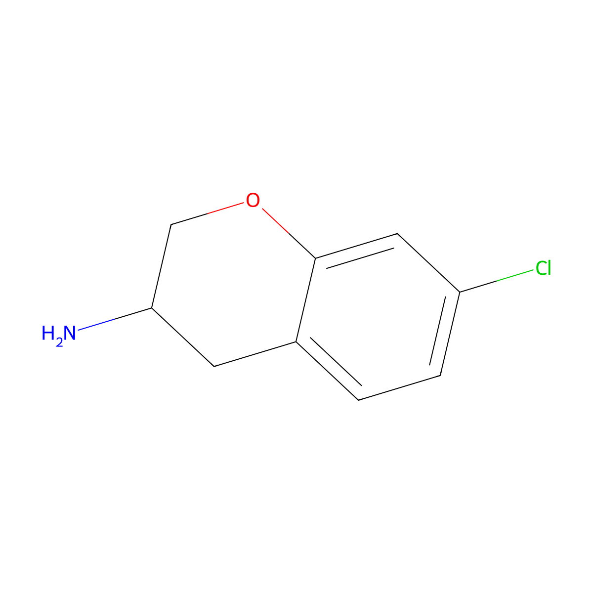 7-Chloro-3,4-dihydro-2H-1-benzopyran-3-amine molecular structure, CAS 72358-45-3