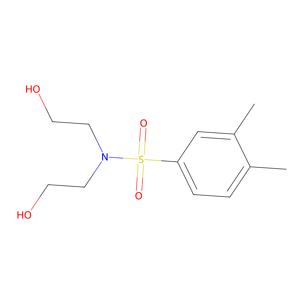 N,N-bis(2-hydroxyethyl)-3,4-dimethylbenzenesulfonamide molecular structure, CAS 72358-84-0