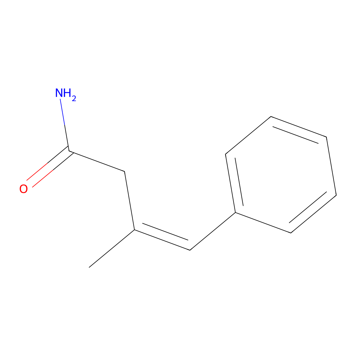 3-Methyl-4-phenyl-3-butenamide molecular structure, CAS 7236-47-7