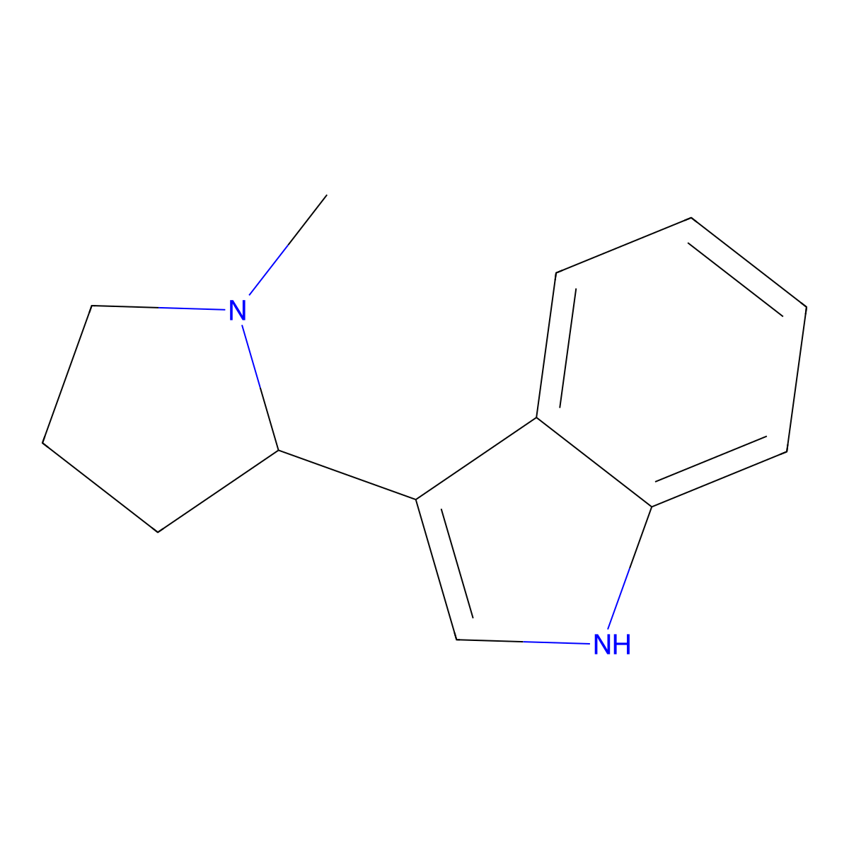 3-(1-methyl-2-pyrrolidinyl)-1H-Indole molecular structure, CAS 7236-83-1