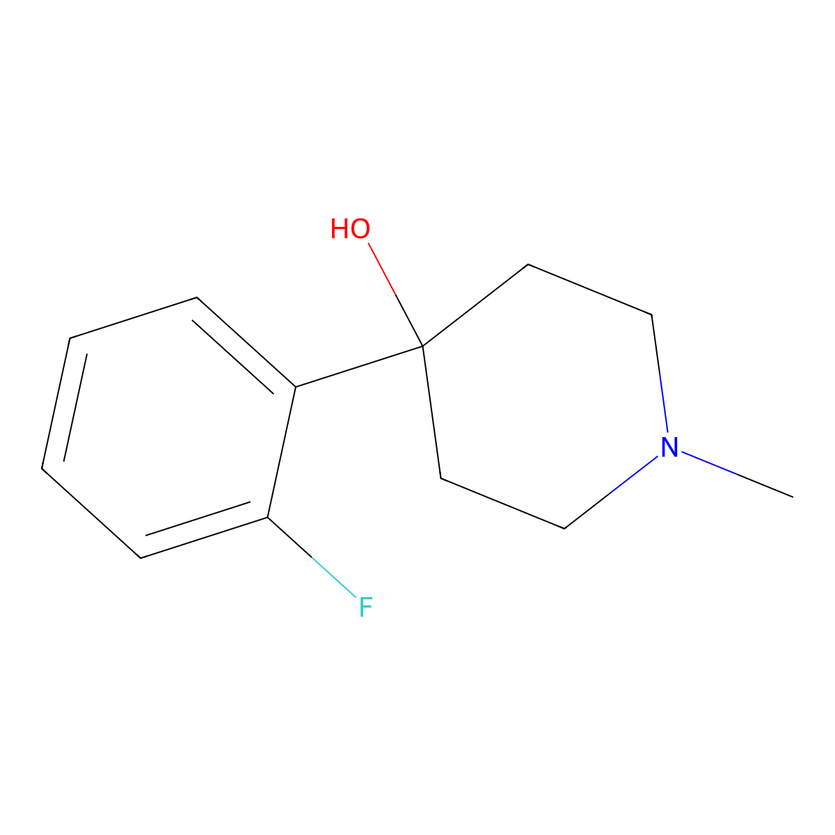 4-(2-Fluorophenyl)-1-methylpiperidin-4-OL molecular structure, CAS 72365-19-6