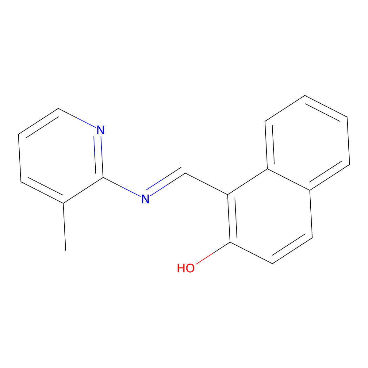 2-(2-Hydroxy-1-naphthylmethyleneamino)-3-methylpyridine molecular structure, CAS 72366-42-8