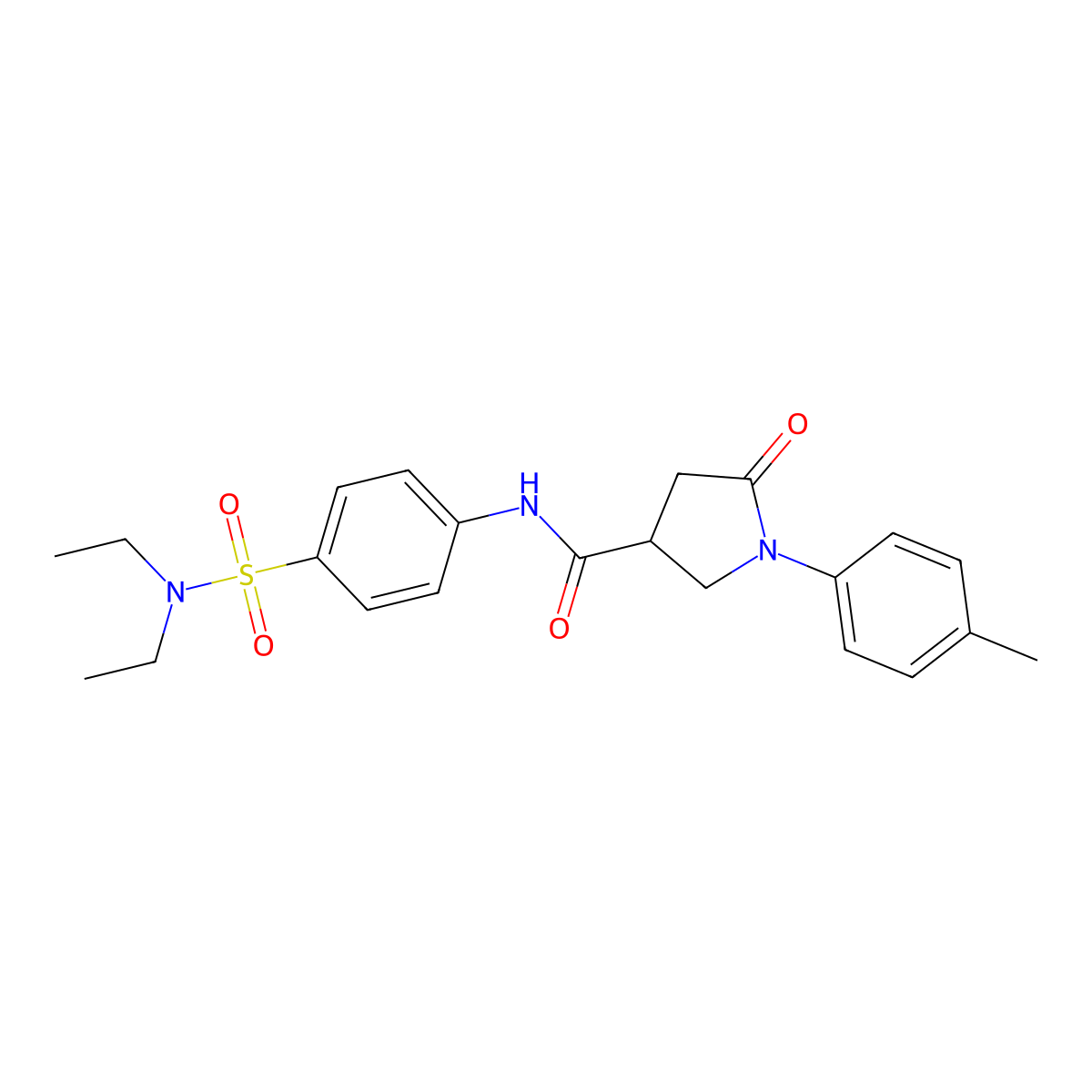 N-[4-(diethylsulfamoyl)phenyl]-1-(4-methylphenyl)-5-oxopyrrolidine-3-carboxamide molecular structure, CAS 723734-77-8