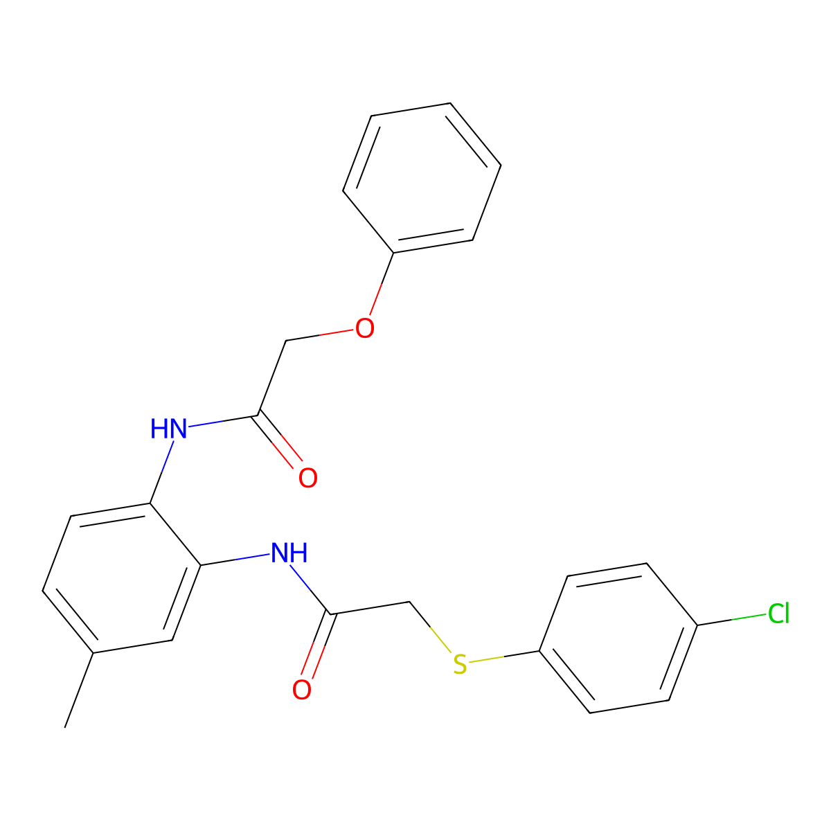 N-[2-[[2-(4-chlorophenyl)sulfanylacetyl]amino]-4-methylphenyl]-2-phenoxyacetamide molecular structure, CAS 723735-82-8