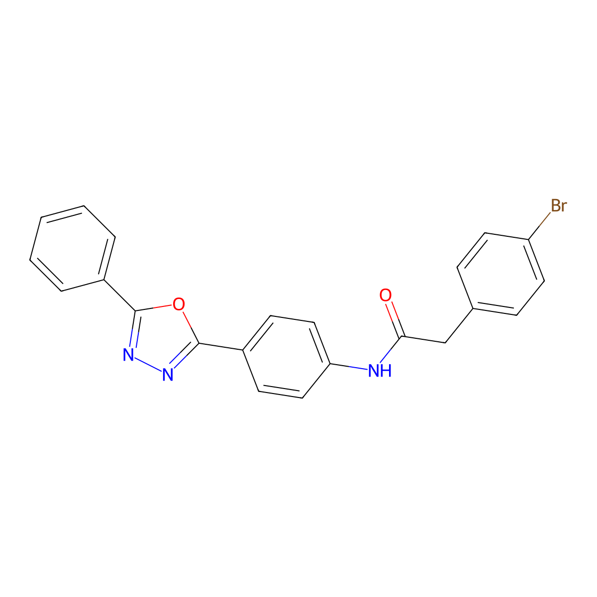 2-(4-bromophenyl)-N-[4-(5-phenyl-1,3,4-oxadiazol-2-yl)phenyl]acetamide molecular structure, CAS 723735-87-3