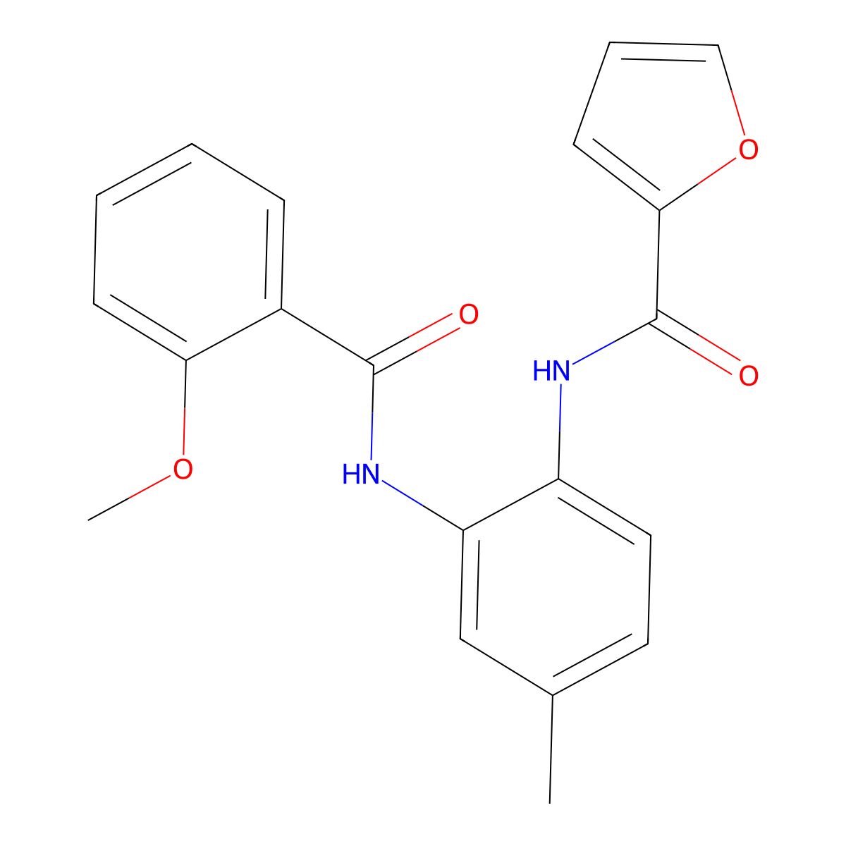 N-[2-[(2-methoxybenzoyl)amino]-4-methylphenyl]furan-2-carboxamide molecular structure, CAS 723736-31-0
