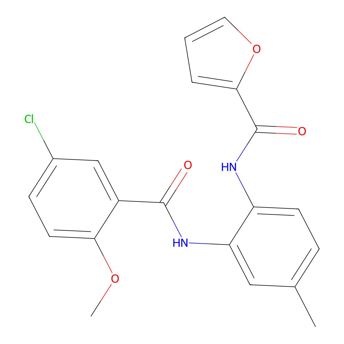 N-[2-[(5-chloro-2-methoxybenzoyl)amino]-4-methylphenyl]furan-2-carboxamide molecular structure, CAS 723736-36-5