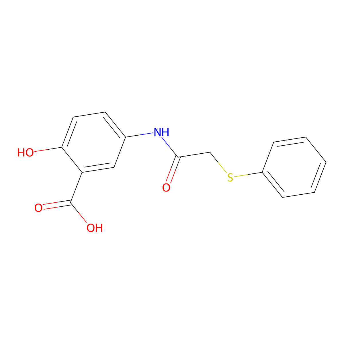 2-Hydroxy-5-{[(phenylsulfanyl)acetyl]amino}benzoic acid molecular structure, CAS 723736-59-2