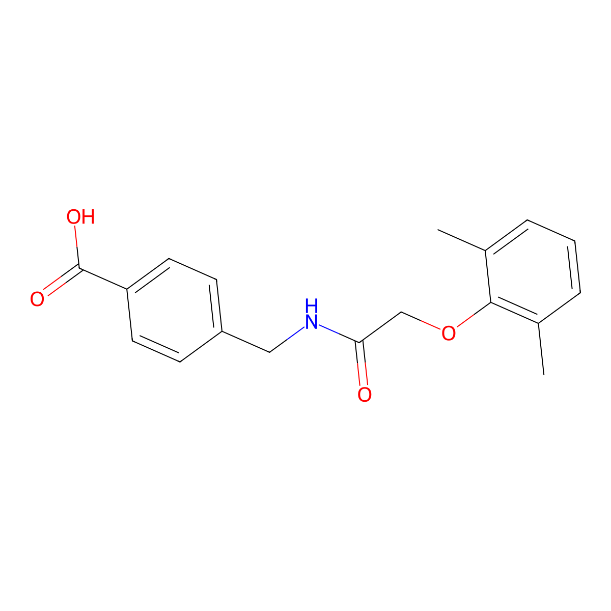 4-[[[2-(2,6-Dimethylphenoxy)acetyl]amino]methyl]benzoic acid molecular structure, CAS 723736-72-9