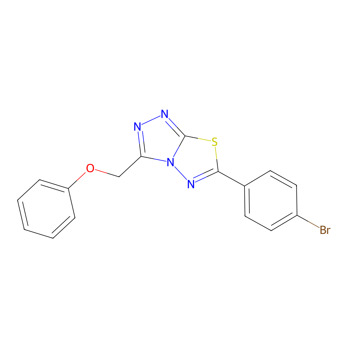 6-(4-Bromophenyl)-3-(phenoxymethyl)-[1,2,4]triazolo[3,4-b][1,3,4]thiadiazole molecular structure, CAS 723737-77-7