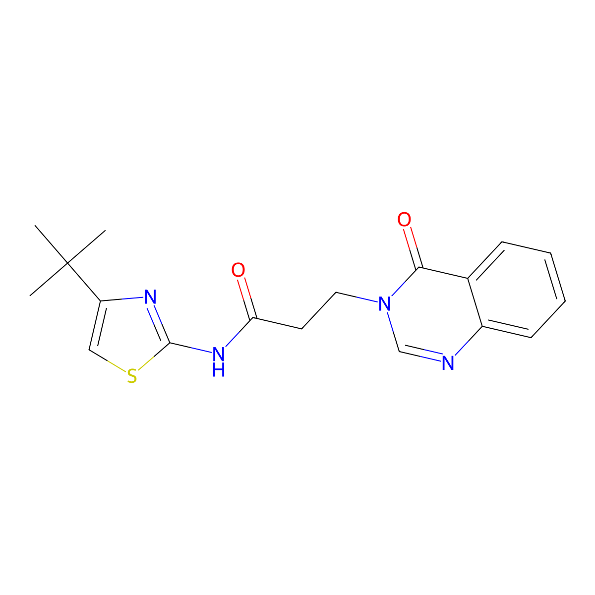 N-(4-tert-butyl-1,3-thiazol-2-yl)-3-(4-oxoquinazolin-3-yl)propanamide molecular structure, CAS 723738-09-8