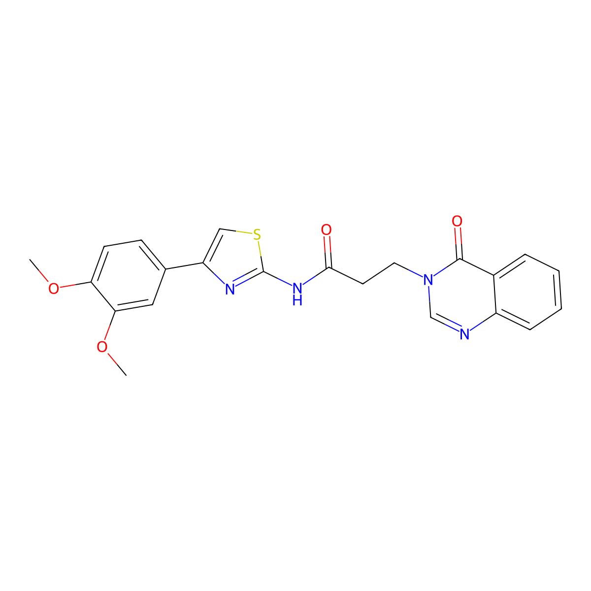 N-[4-(3,4-dimethoxyphenyl)-1,3-thiazol-2-yl]-3-(4-oxoquinazolin-3-yl)propanamide molecular structure, CAS 723738-12-3