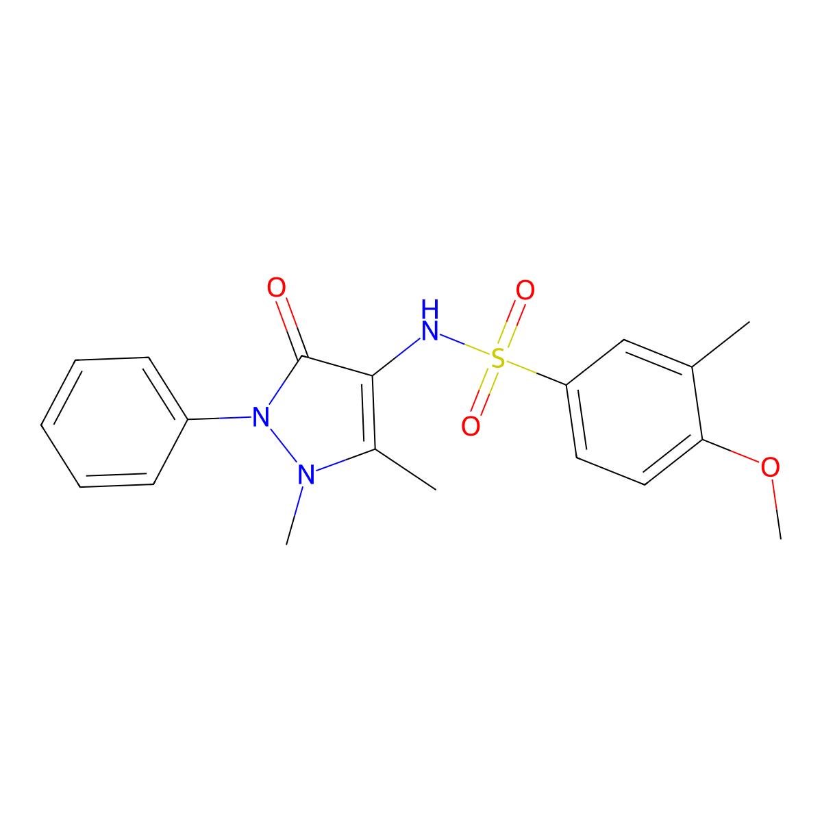 N-(1,5-dimethyl-3-oxo-2-phenyl-2,3-dihydro-1H-pyrazol-4-yl)-4-methoxy-3-methylbenzenesulfonamide molecular structure, CAS 723738-32-7