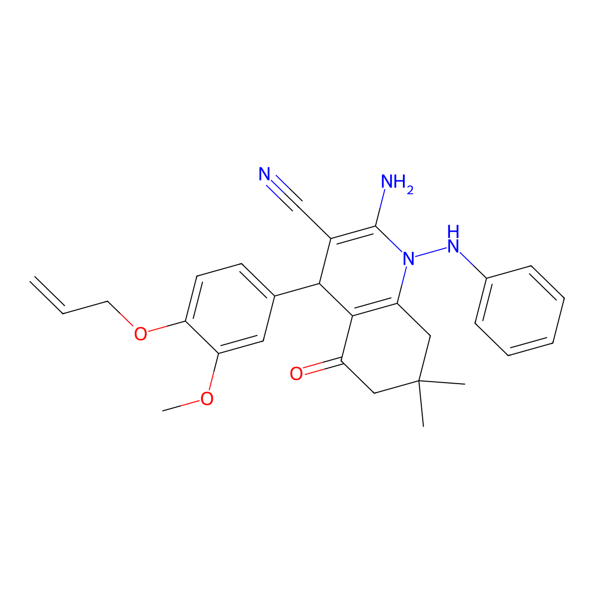 4-[4-(Allyloxy)-3-methoxyphenyl]-2-amino-1-anilino-7,7-dimethyl-5-oxo-1,4,5,6,7,8-hexahydro-3-quinolinecarbonitrile molecular structure, CAS 723738-38-3
