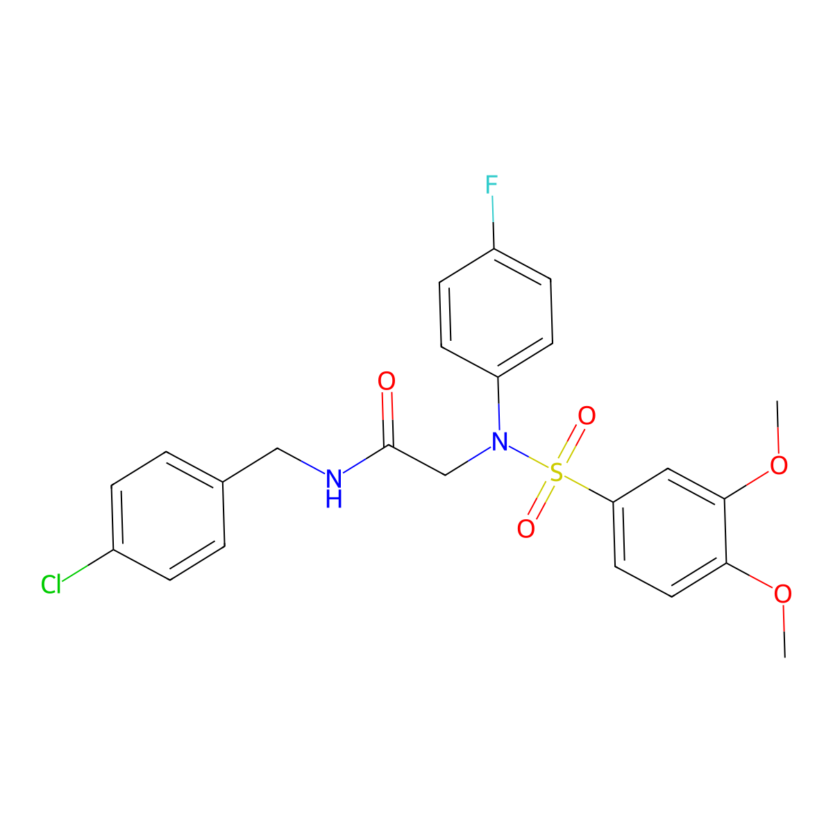 N-(4-chlorobenzyl)-2-{[(3,4-dimethoxyphenyl)sulfonyl]-4-fluoroanilino}acetamide molecular structure, CAS 723738-43-0