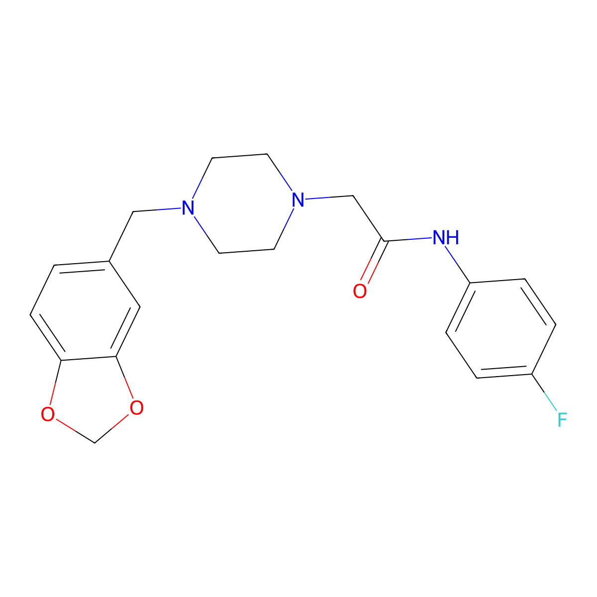 2-[4-(1,3-benzodioxol-5-ylmethyl)piperazin-1-yl]-N-(4-fluorophenyl)acetamide molecular structure, CAS 723738-48-5