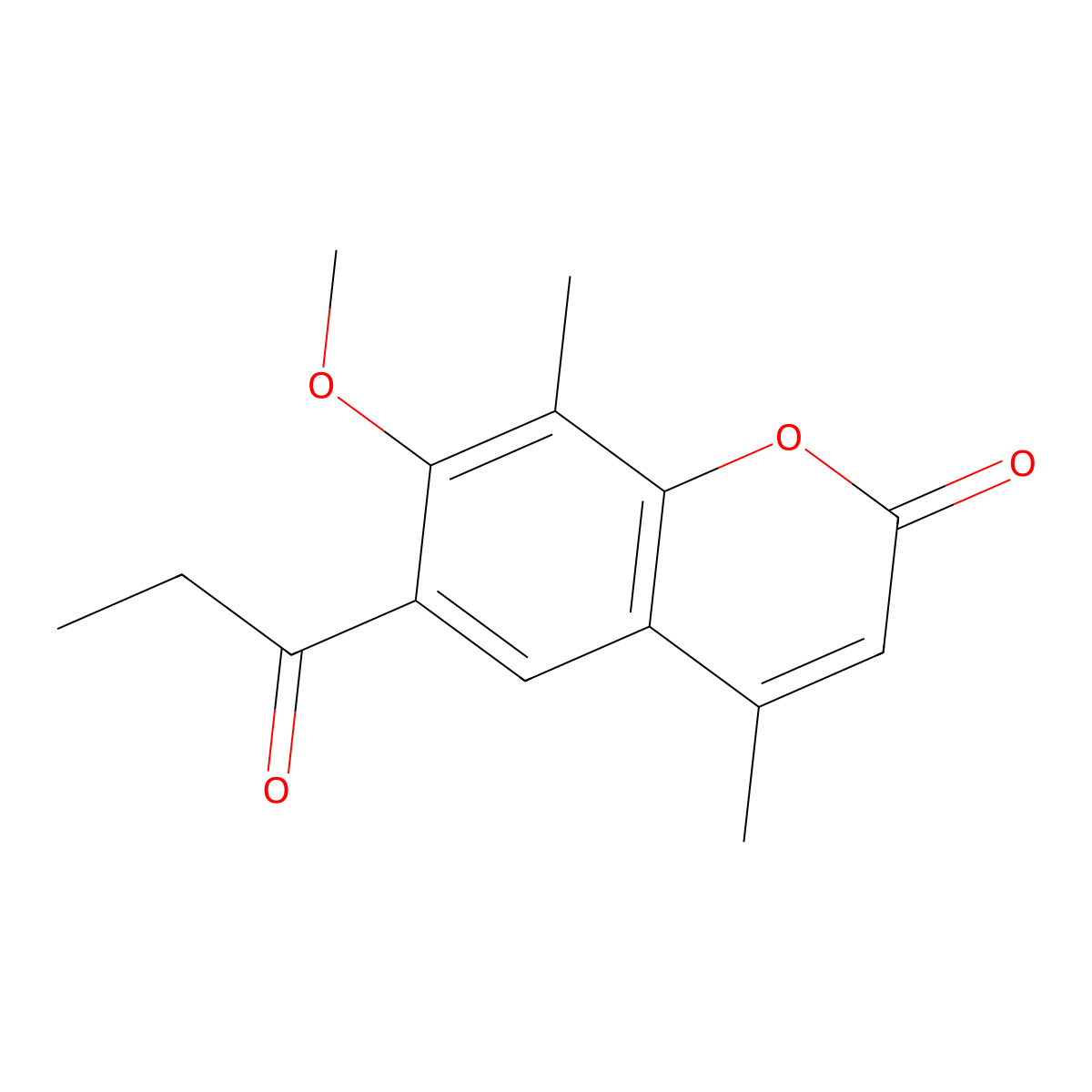 7-methoxy-4,8-dimethyl-6-propionyl-2H-chromen-2-one molecular structure, CAS 723738-49-6