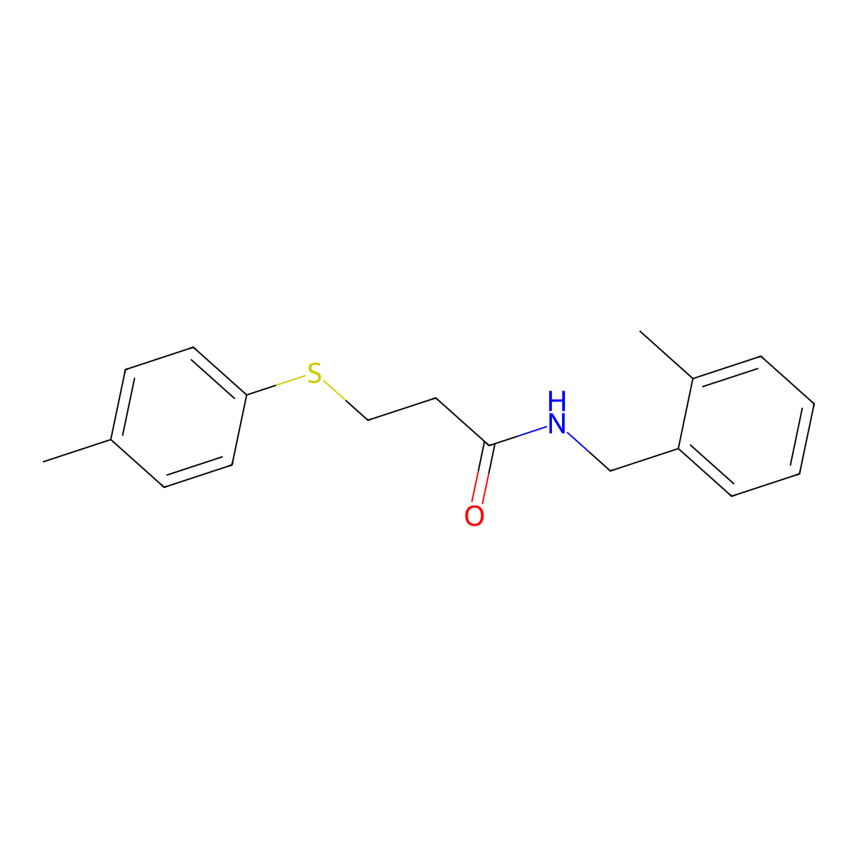 N-(2-methylbenzyl)-3-[(4-methylphenyl)sulfanyl]propanamide molecular structure, CAS 723738-54-3