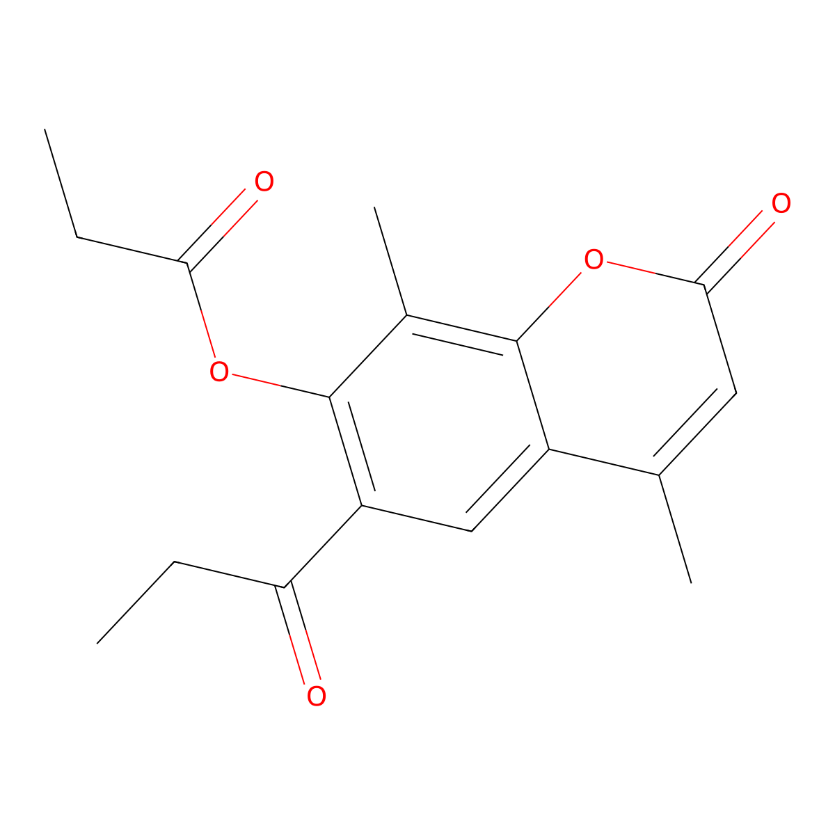 4,8-dimethyl-2-oxo-6-propionyl-2H-chromen-7-yl propionate molecular structure, CAS 723738-57-6