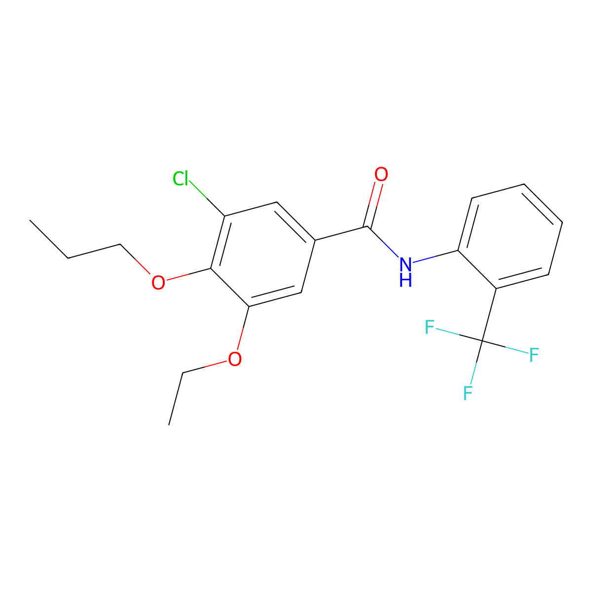 3-chloro-5-ethoxy-4-propoxy-N-[2-(trifluoromethyl)phenyl]benzamide molecular structure, CAS 723738-93-0