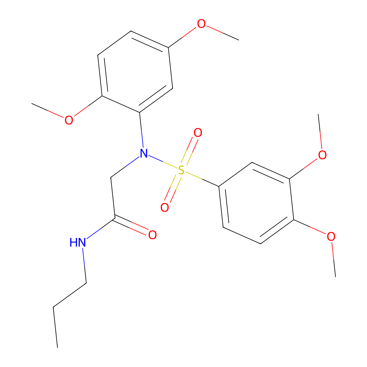 2-(N-(3,4-dimethoxyphenyl)sulfonyl-2,5-dimethoxyanilino)-N-propylacetamide molecular structure, CAS 723739-25-1