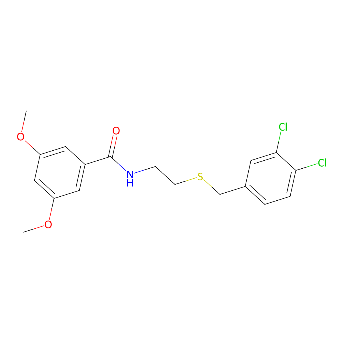 N-{2-[(3,4-dichlorobenzyl)sulfanyl]ethyl}-3,5-dimethoxybenzamide molecular structure, CAS 723739-72-8