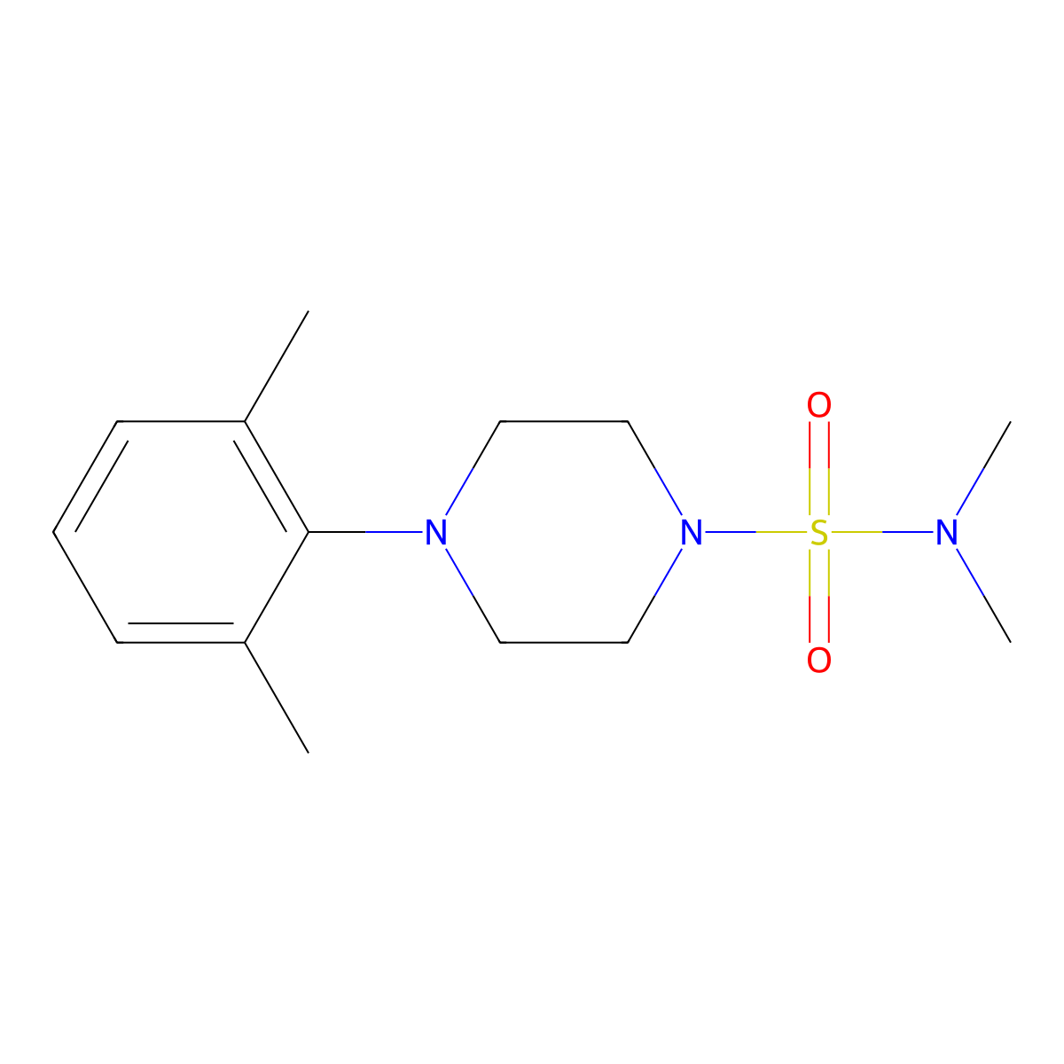 4-(2,6-dimethylphenyl)-N,N-dimethylpiperazine-1-sulfonamide molecular structure, CAS 723740-41-8