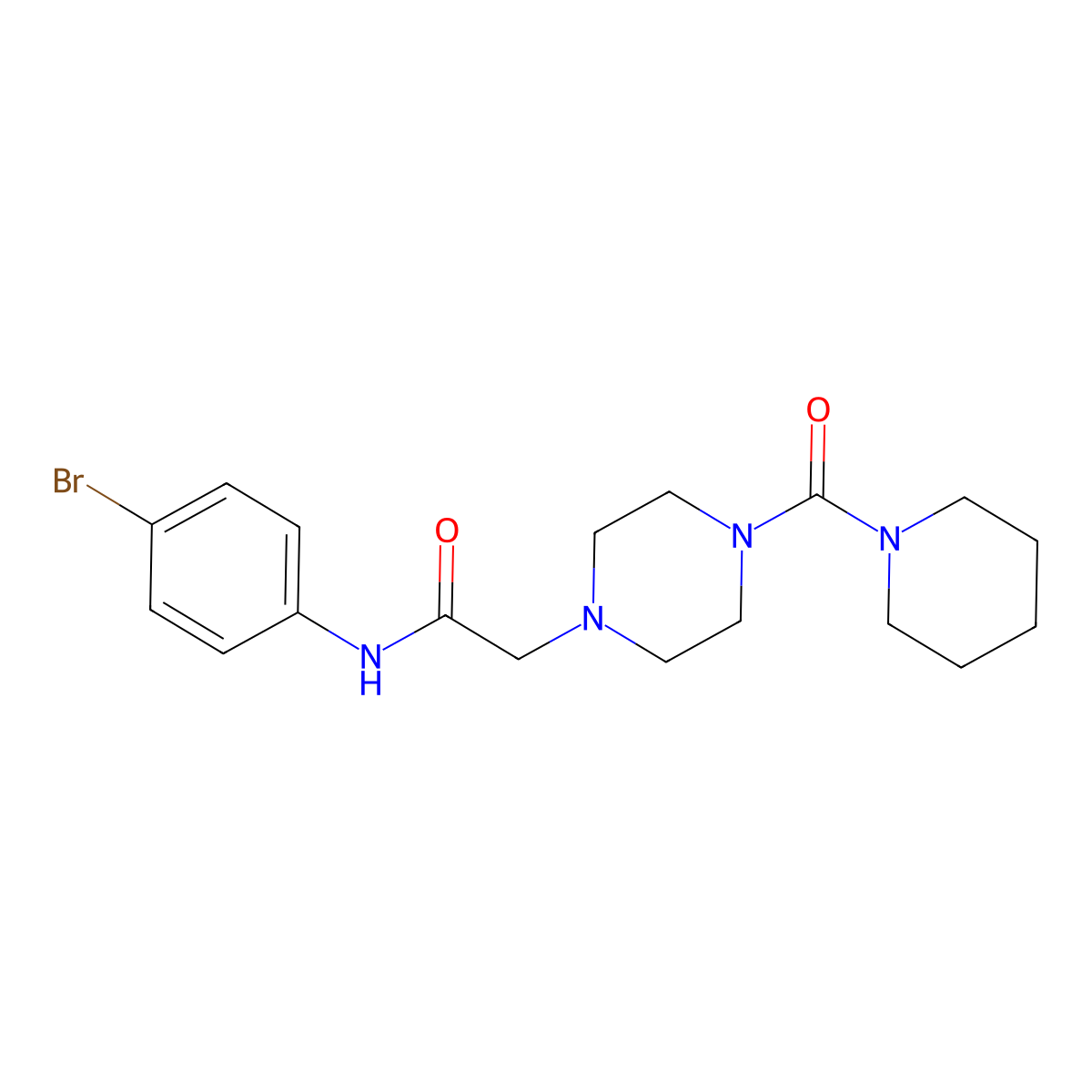 N-(4-bromophenyl)-2-[4-(piperidine-1-carbonyl)piperazin-1-yl]acetamide molecular structure, CAS 723740-86-1