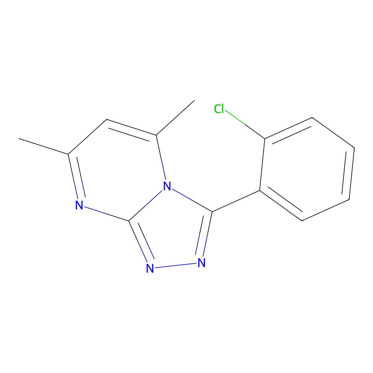 1,2,4-Triazolo[4,3-a]pyrimidine, 3-(2-chlorophenyl)-5,7-dimethyl- molecular structure, CAS 723741-01-3