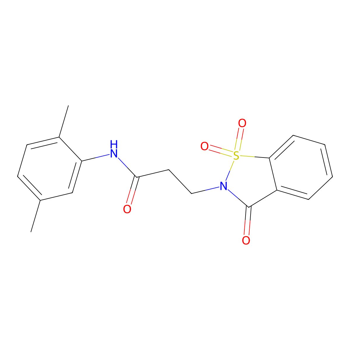 N-(2,5-dimethylphenyl)-3-(1,1-dioxido-3-oxo-1,2-benzisothiazol-2(3H)-yl)propanamide molecular structure, CAS 723741-02-4