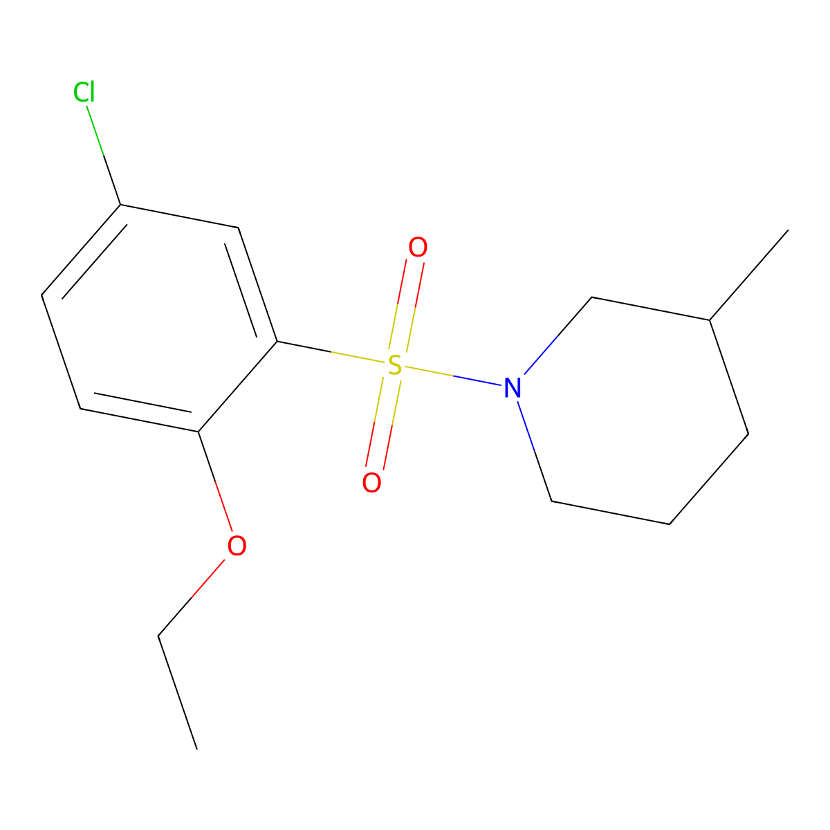 1-(5-Chloro-2-ethoxyphenyl)sulfonyl-3-methylpiperidine molecular structure, CAS 723741-44-4